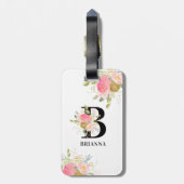モノグラムフローラレターピンクと金ゴールドブーケ ラゲッジタグ (裏面縦)