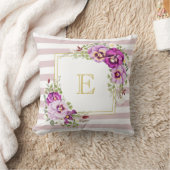 モノグラムフローラヴィンテージパンシーパープルストライプズ クッション (ブランケット)