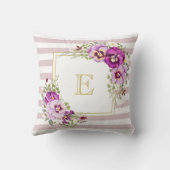 モノグラムフローラヴィンテージパンシーパープルストライプズ クッション (裏面)