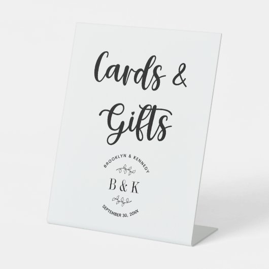 モノグラムフローラ植物結婚式カード&ギフト 台座サイン (正面)