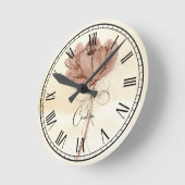 モノグラムフローラ水絵を描色のアートワーク ラウンド壁時計 (傾斜)