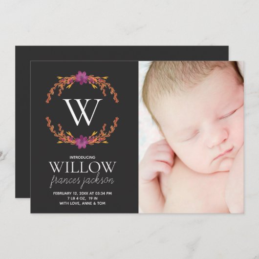 モノグラムフローラ生まれたばかりのフォトガールパーソナライズされた (正面/裏面)