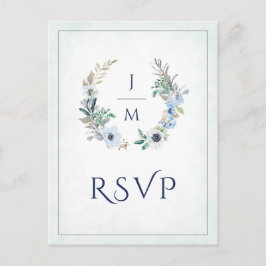モノグラムフローラ結婚リースの食事の選択RSVP ポストカード