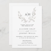 モノグラムフローラ結婚式招待状 (正面/裏面)