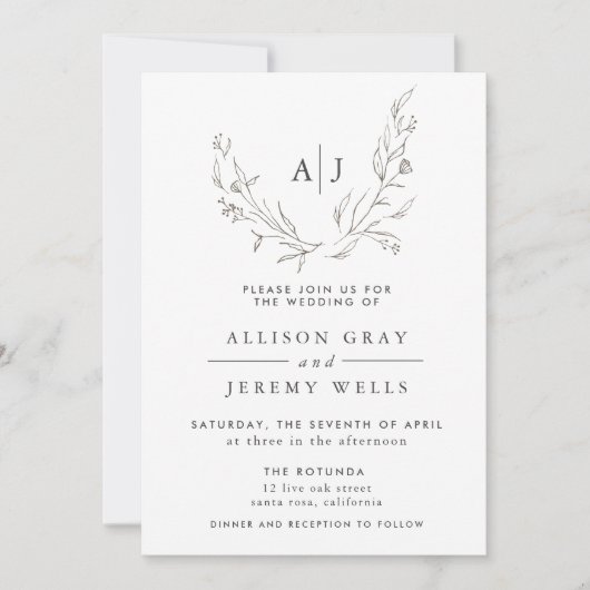 モノグラムフローラ結婚式招待状 (正面)