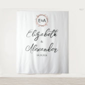 モノグラムフローラ結婚書道の背景 タペストリー (正面)