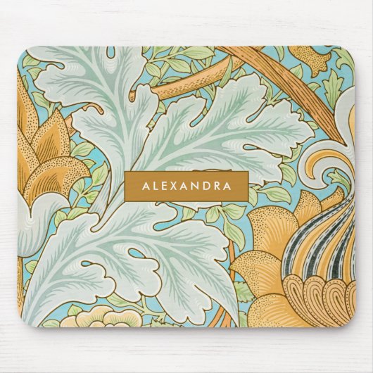 モノグラムフローラ緑色植物黄グリーン マウスパッド (正面)