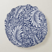 モノグラムフローラ葉ウィリアムモリスブルーホワイト ラウンドクッション (裏面)