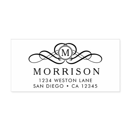 モノグラムフローリッシュ差出人住所 セルフインキングスタンプ (デザイン)