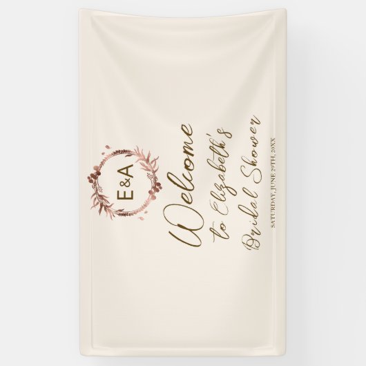 モノグラムブライダルシャワーウェルカムサインバナー 横断幕 (縦)