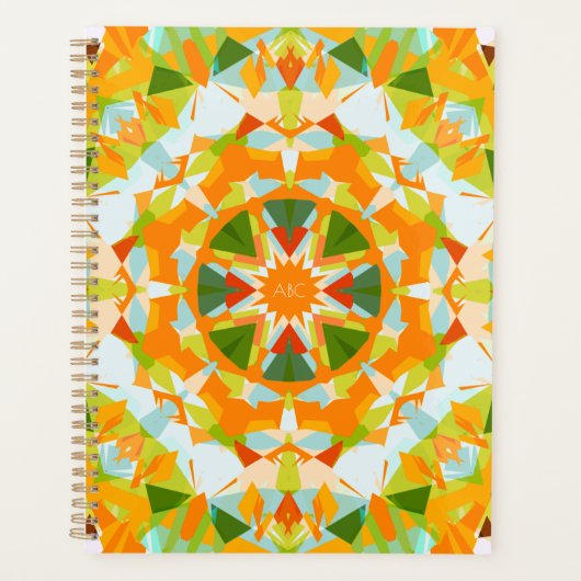 モノグラムブライトオレンジグリーンスター新学期 プランナー手帳 (正面)