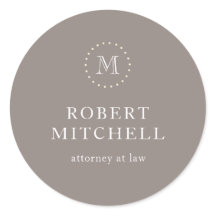 モノグラムブラウンエレガントクラシックビジネスステッカー