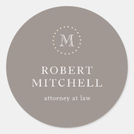モノグラムブラウンエレガントクラシックビジネスステッカー ラウンドシール