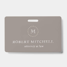 モノグラムブラウンエレガントプロフェッショナルバッジ バッジ