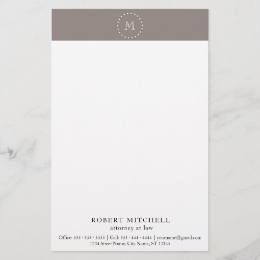 モノグラムブラウンエレガントプロフェッショナル文房具 便箋 (正面)