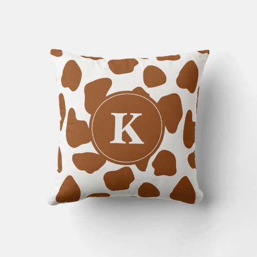 モノグラムブラウンカウズプリントとティール(緑がかった色)アクセント枕 クッション (裏面)