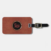 モノグラムブラウンスエードレザーフローラデザイン ラゲッジタグ (正面横)