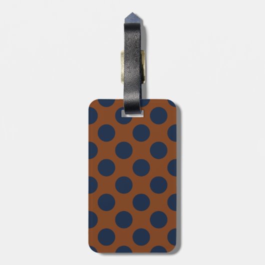 モノグラムブラウンネービーブルーシック水玉模様模様 ラゲッジタグ (裏面縦)