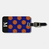 モノグラムブラウンバスケットボールネイビーブルー ラゲッジタグ (正面横)