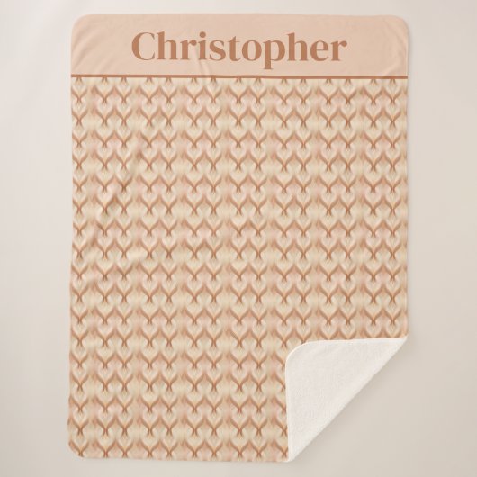 モノグラムブラウンベージュクリームニュートラルカラー シェルパブランケット (正面)
