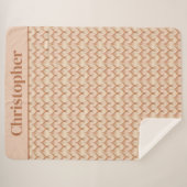 モノグラムブラウンベージュクリームニュートラルカラー シェルパブランケット (正面(横))