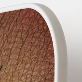 モノグラムブラウンレザースクリプト名素朴 ピックルボールラケット (左詳細)