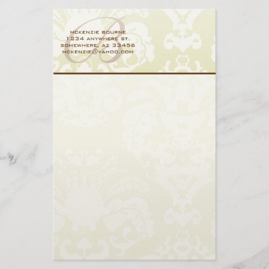 モノグラムブラウン&クリーム文房具 便箋 (正面)