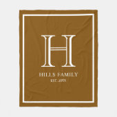 モノグラムブラウン&ホワ結婚イトのカップル名 フリースブランケット (正面)