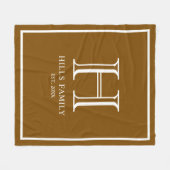 モノグラムブラウン&ホワ結婚イトのカップル名 フリースブランケット (正面(横))