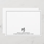 モノグラムブラシスクリプトイニシャル縁ど名 ノートカード (正面/裏面)