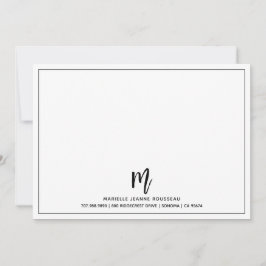 モノグラムブラシスクリプトイニシャル縁ど名 ノートカード