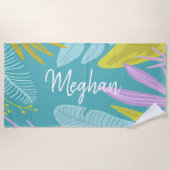 モノグラムブラシスクリプト |熱帯ビーチタオル ビーチタオル (正面)