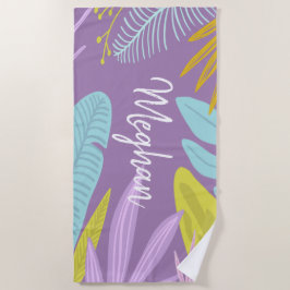 モノグラムブラシスクリプト |熱帯ビーチタオル ビーチタオル