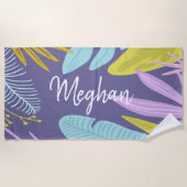 モノグラムブラシスクリプト |熱帯ビーチタオル ビーチタオル (正面)