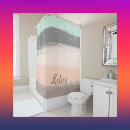 モノグラムブラシストロークカラフル | シャワーカーテン