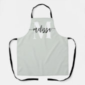 モノグラムブラシ書道セージ緑 エプロン (正面)