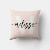 モノグラムブラシ書道赤面ピンク クッション (裏面)