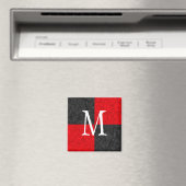 モノグラムブラックおよびレッドブロックデザイン2インチマグネット マグネット (インサイチュ (食洗機))