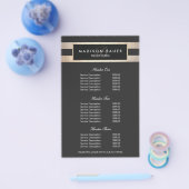 モノグラムブラックおよび金ゴールドストライプ価格表メニュー チラシ (シングル)