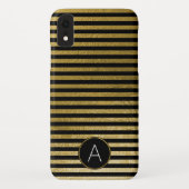 モノグラムブラックとゴールド箔のパタストライプのーン Case-Mate iPhoneケース (裏面)