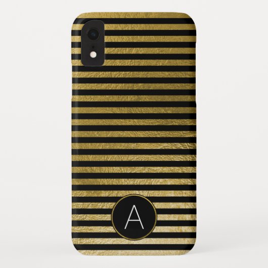 モノグラムブラックとゴールド箔のパタストライプのーン Case-Mate iPhoneケース (裏面)