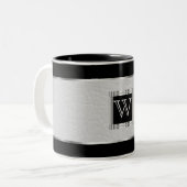 モノグラムブラックとシルバーとレザーフェイクズ ツートーンマグカップ (正面左)