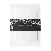 モノグラムブラックとホワイトのヴィンテージ王室の渦巻き 招待状ベリーバンド (正面例)