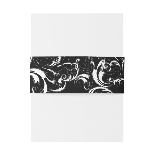 モノグラムブラックとホワイトのヴィンテージ王室の渦巻き 招待状ベリーバンド (裏面例)