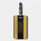 モノグラムブラックと金ゴールドスポーツストライプズ ラゲッジタグ (裏面縦)