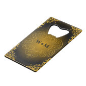 モノグラムブラックと金ゴールド装飾要素 クレジットカード栓抜き (正面アングル)