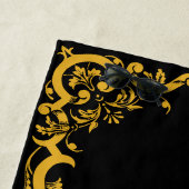 モノグラムブラックと金ゴールド装飾要素M ビーチタオル (インサイチュ)