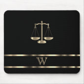 モノグラムブラックと金ゴールド – 弁護士 マウスパッド (正面)