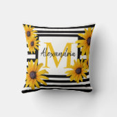 モノグラムブラックアイドスーザンイエローブラックストライプ クッション (裏面)