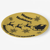 モノグラムブラックオン金ゴールドメリークリスマス | ペーパープレート (アングル)